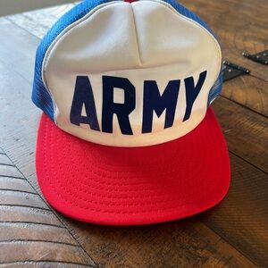 Army trucker mesh Trucker hat red white blue Vintage As Is